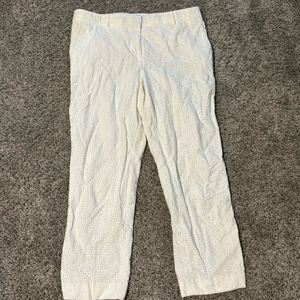 White Eyelet Capri Pants
